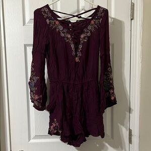 Embroidered Plum Women's Top